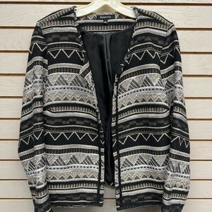 Relativity Black and Cream Patterned Jacket
